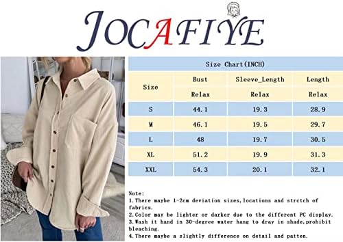 JOCAFIYE Camisa de pana para mujer casual manga larga con botones chaqueta otoño blusas de gran tamaño Tops 2024