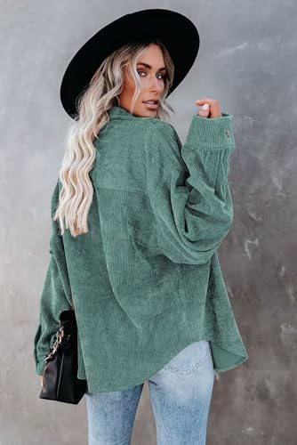JOCAFIYE Camisa de pana para mujer casual manga larga con botones chaqueta otoño blusas de gran tamaño Tops 2024