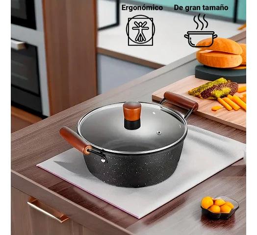 Batería de Cocina en Aluminio 3 Piezas: Olla con Tapa, Wok y Sartén, Antiadherentes, Cocción Uniforme - #𝑼𝑺𝒉𝒐𝒑