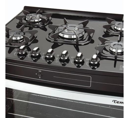 Cocina TEM Luna Glass Super Gas 5H Horno Doble Parrilla Mesada de Cristal Templado - Tienda Universo