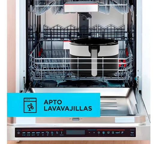 Freidora Sin Aceite GADNIC Digital 1000W 6.5 LITROS Control Táctil + Pinza + Set de Cocina 6 Piezas Fibra de Trigo
