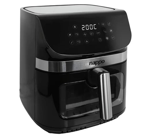 Freidora Sin Aceite NAPPO Digital Power Pro 1800W 9L Tecnología Fry Force 360° Panel LED Táctil Visor Transparente y Luz Pinza DE REGALO
